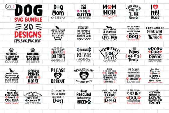 30 Dog Cutting Print Ready Files