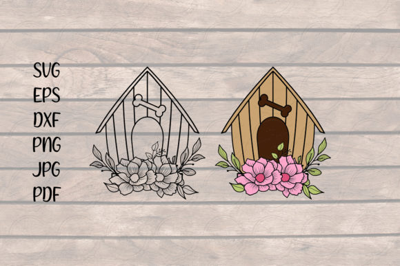 Floral Dog House SVG
