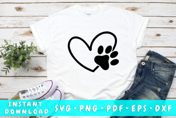 Heart with Dog Paw SVG