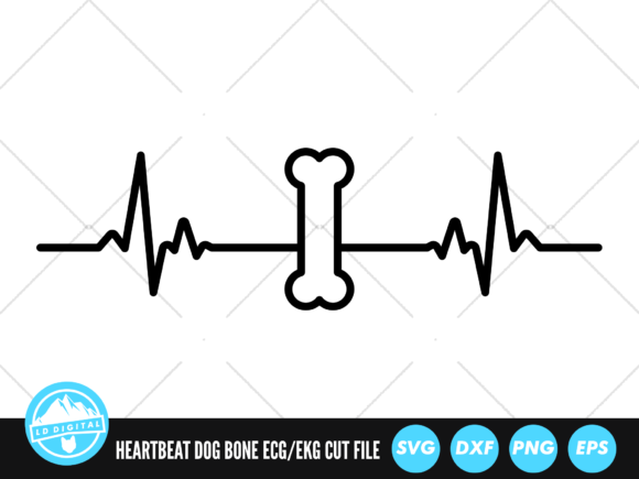 Heartbeat Line Dog Bone SVG Dog Bone