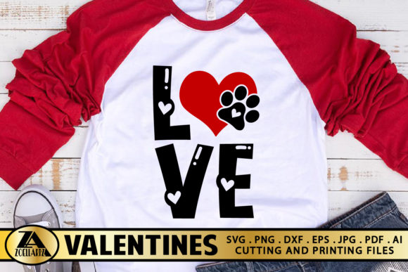 Valentines Love Heart with Paw Prints